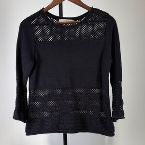 Ann Taylor Loft Black Crochet Knit Top. Size S